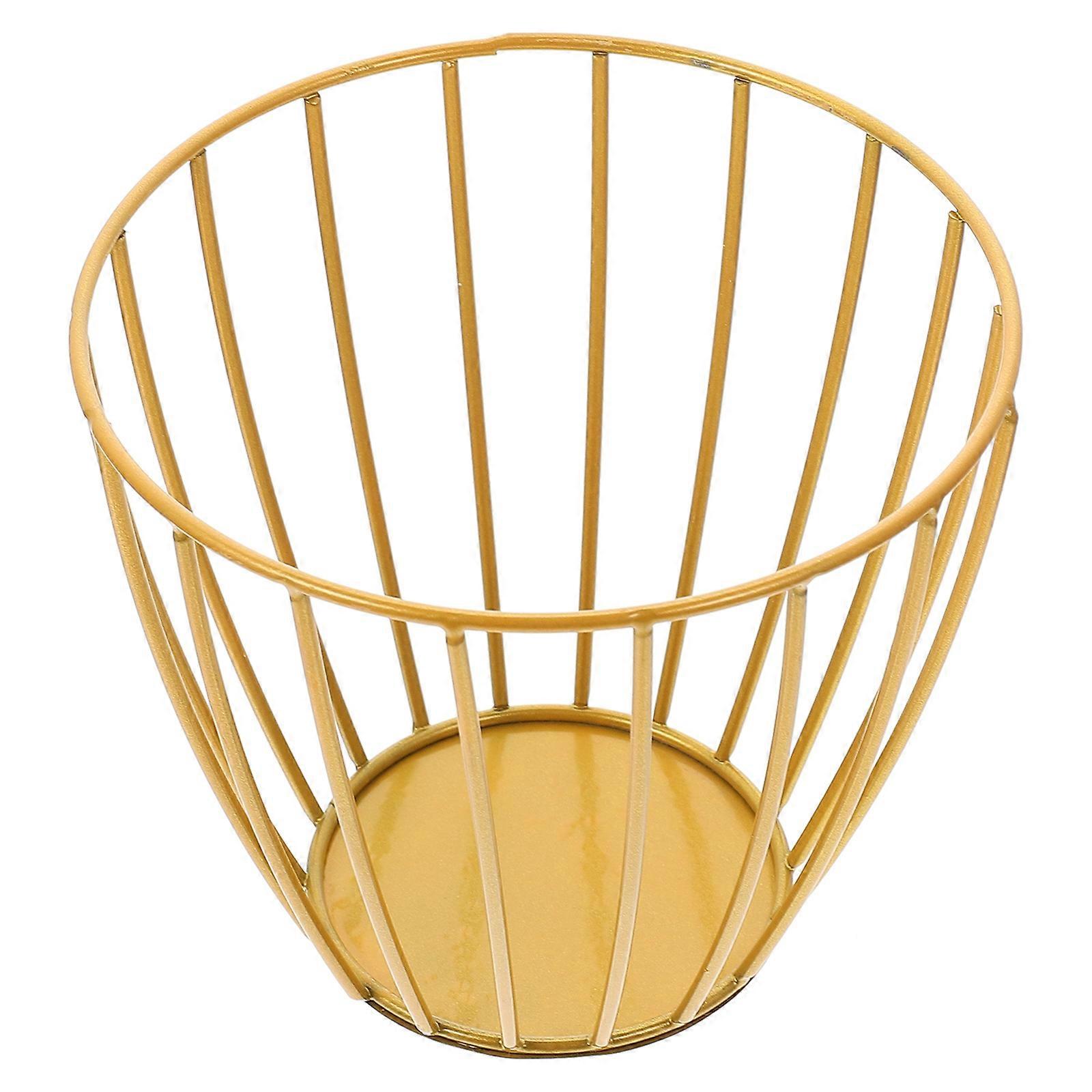 Stylish Iron Sundries Basket with Vertical Stripes for Vegetables, Fruits, and Eggs – Compact Tabletop Storage for Home and Office Organization