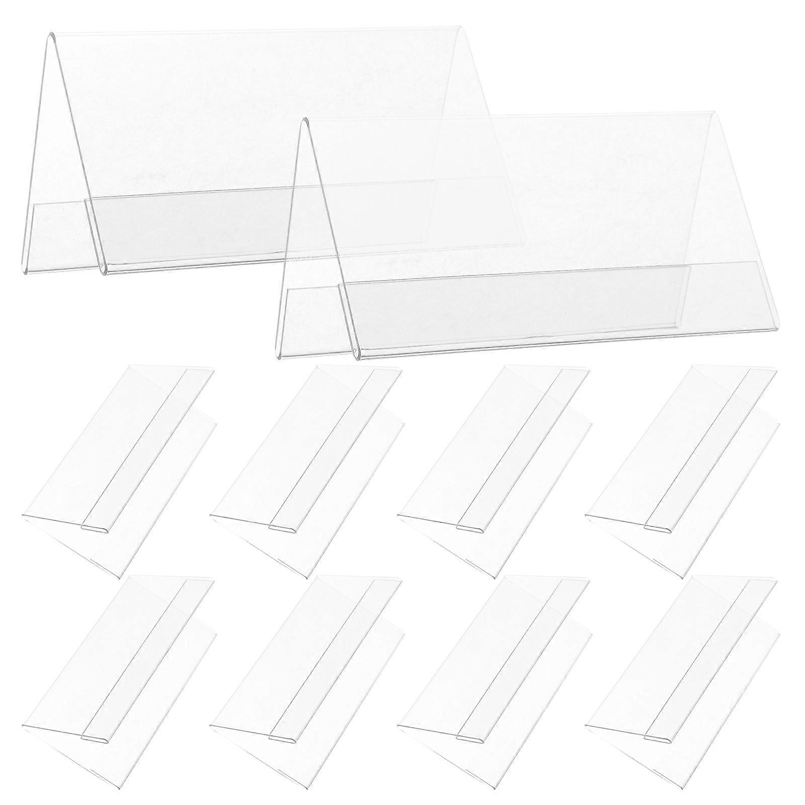 Clear V Shaped Name Tent Holders   Transparent Table Sign Frames for Conferences, Meetings, Food Signs, Place Cards and Events   Double Sided Display