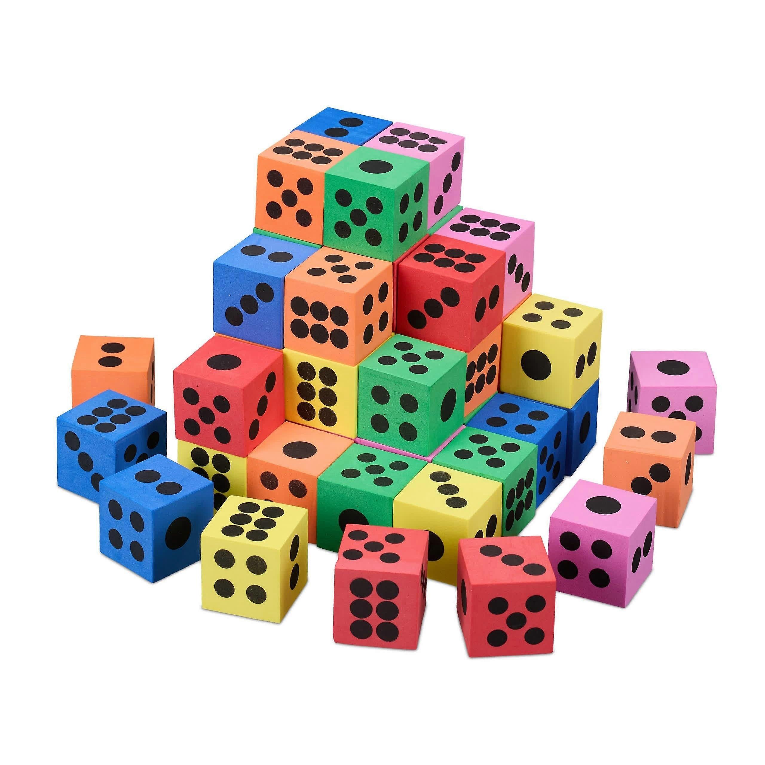 Whisper Dice Set of 48, Quiet Number Cubes, Soft Dice for Children, Foam Dice, Play Dice, Dice, Colorful