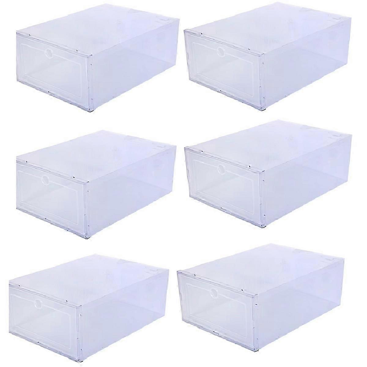 6 Pack Transparent Shoe Box Shoes Organizers Thickened Foldable Dustproof Storage Box Stackable Com