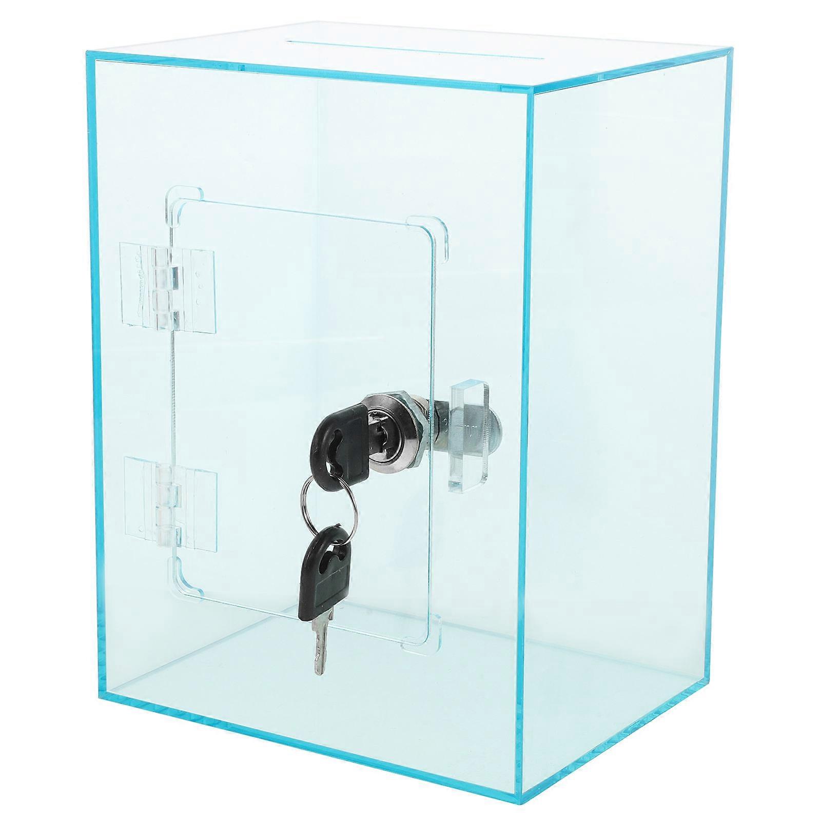 Lockable Clear Acrylic Money Box for Cash Savings, Portable Piggy Bank for Adults, Compact Tip Jar for Counters and Desks