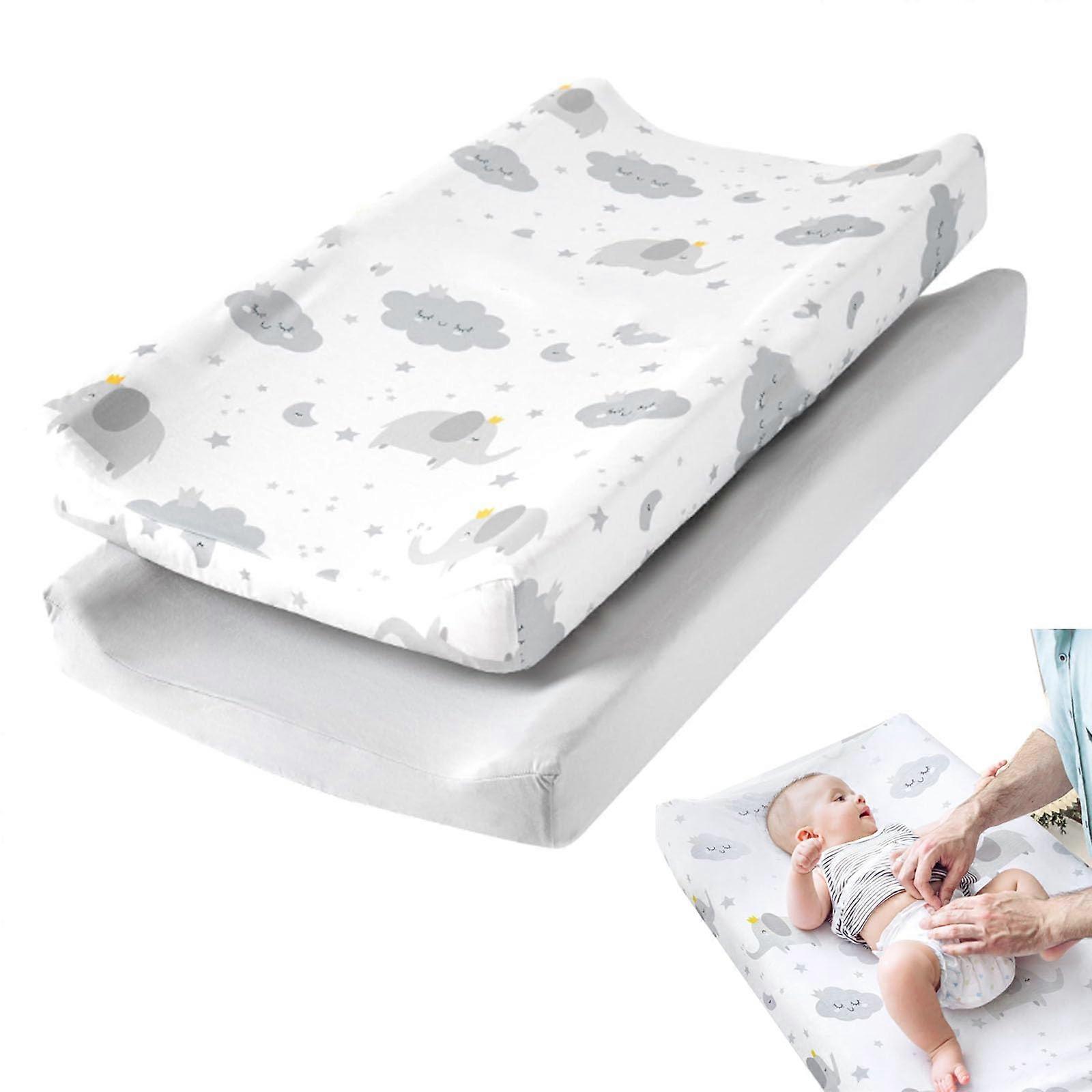 Changing Mat 2 Pack with Fitted Sheets, Flexible Changing Table Covers, Waterproof and Soft for Baby Comfort
