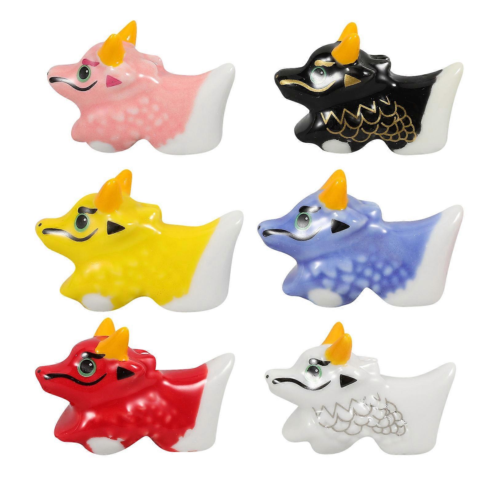Decorative Ceramic Chopstick Stands Family Prevent Rolling Hold Chopsticks 1.8×1.4×1in 6Pcs