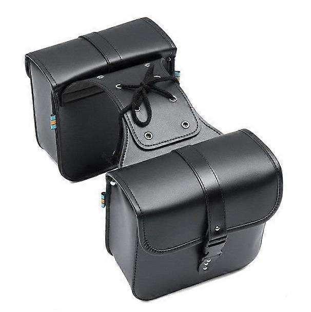 A Pair Motorcycle Saddle Bag Bike Side Storage Fork Tool Pouch For Harley