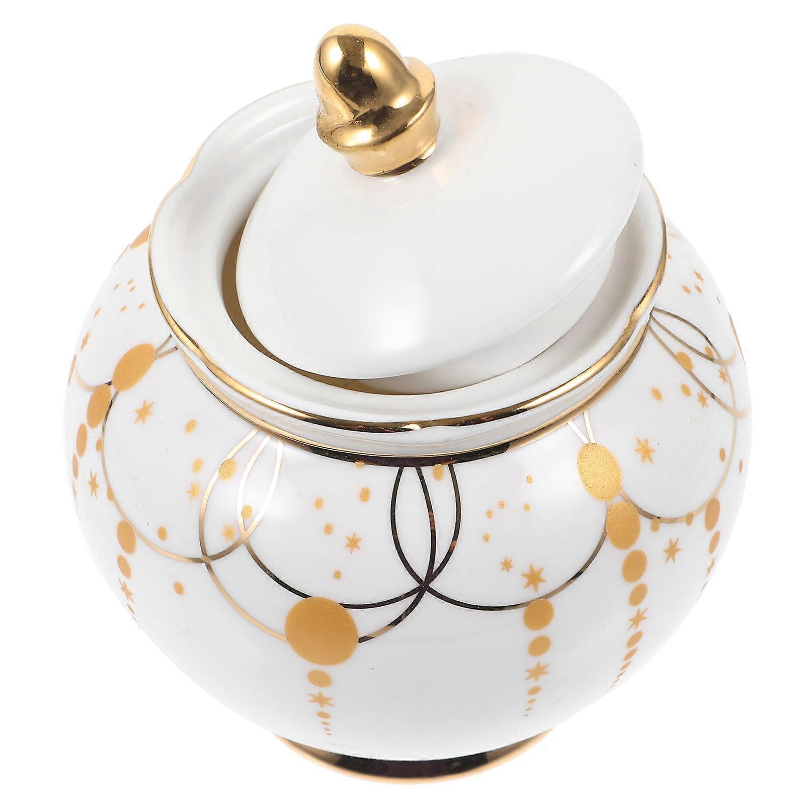 Elegant Ceramic Sugar Jar with Lid   Versatile Condiment Container for Sugar, Candies & Snacks, Easy to Clean, Kitchen Essential for Home Use