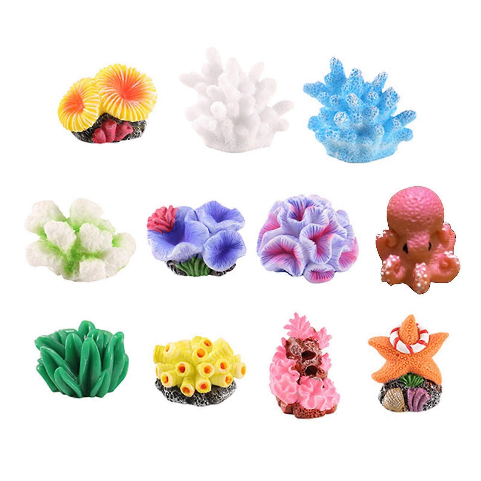 Aquarium decorations, artificial corals, algae, miniatures, ornaments for aquariums, 11 pieces.