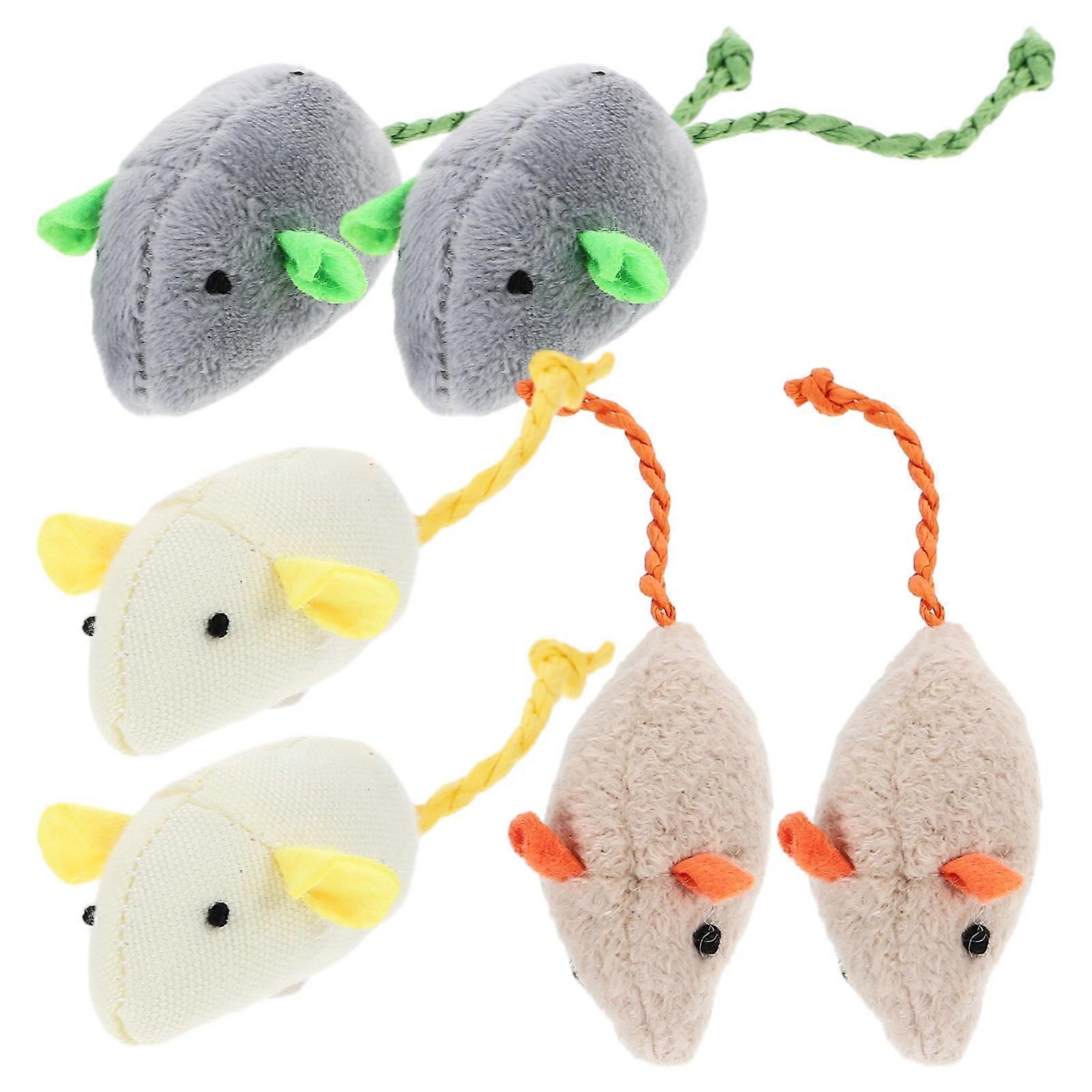 Toy Mice For Cats Lifelike Mouse Cat Toy Furniture Protection Physical Exercise Pet Toys Assorted Color 10.50X4.80X2.90CM 6Pcs