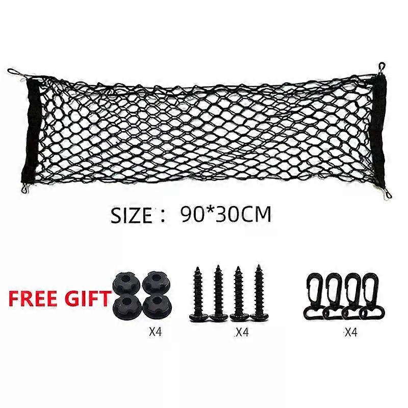 Rear Cargo Net Stretchable Universal Adjustable Elastic Trunk Storage Organizer Double-Layer Storage Nylon Mesh with Hooks