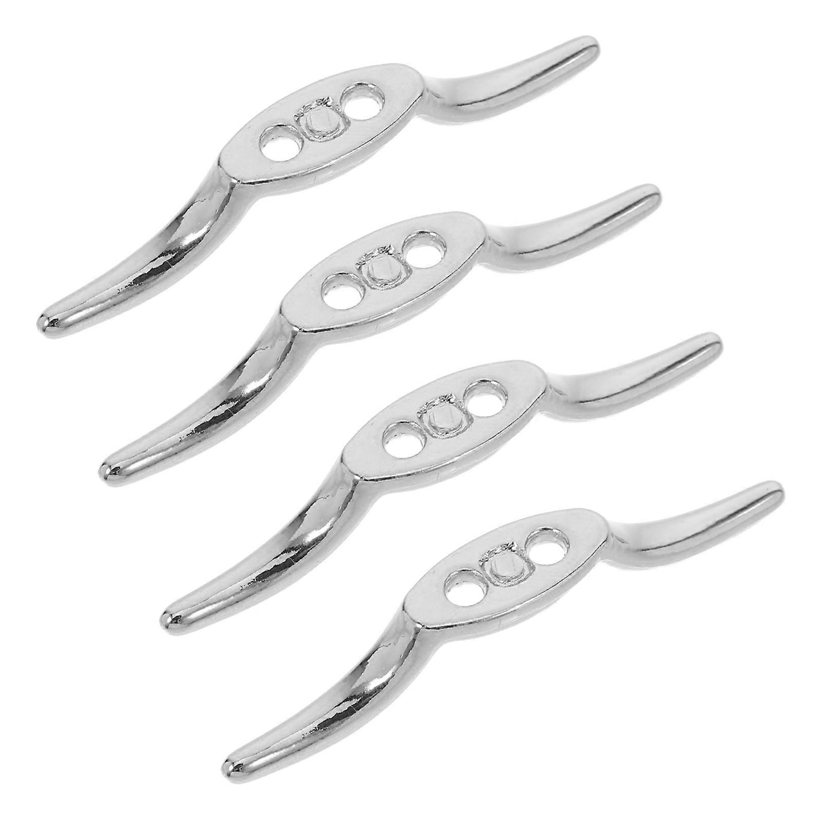Silver Zinc Alloy Cleat Hook for Hanging Use Secure and Spacesaving Design with 4 Pieces Fits Various Scenes