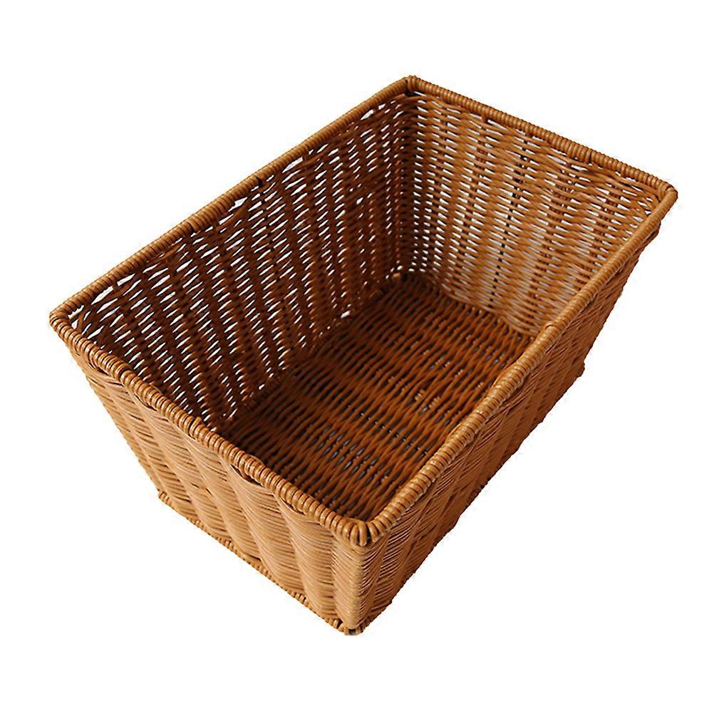 1PC Imitated Rattan Plastic Basket Simulated Weaving Bread Storage Basket Store Snack Storage Container Supermarket Shelves Display Baskets for Home