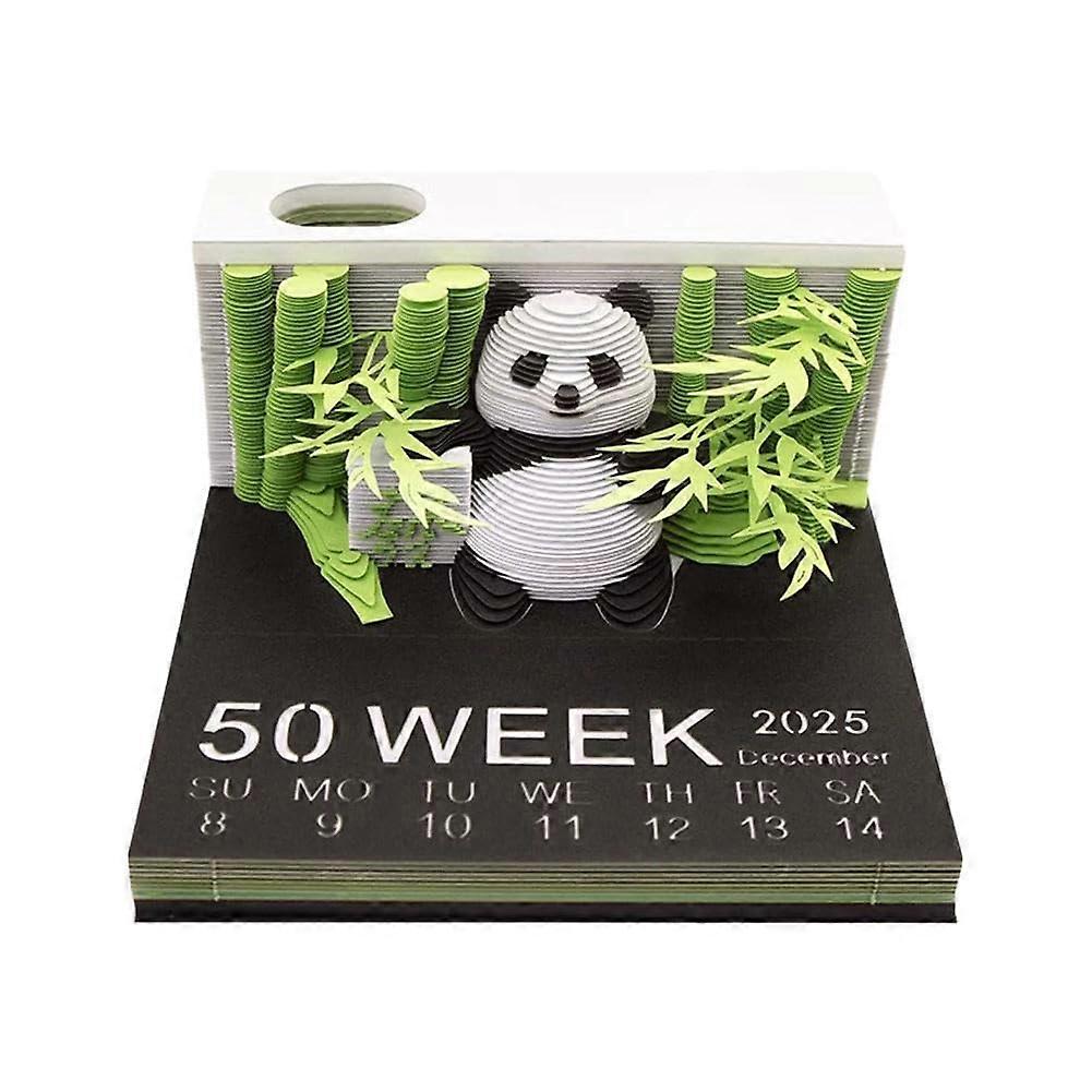 3D Desk Notepad 2025 Weekly Calendar Panda Notepad L4j2 Paper Carving Decor