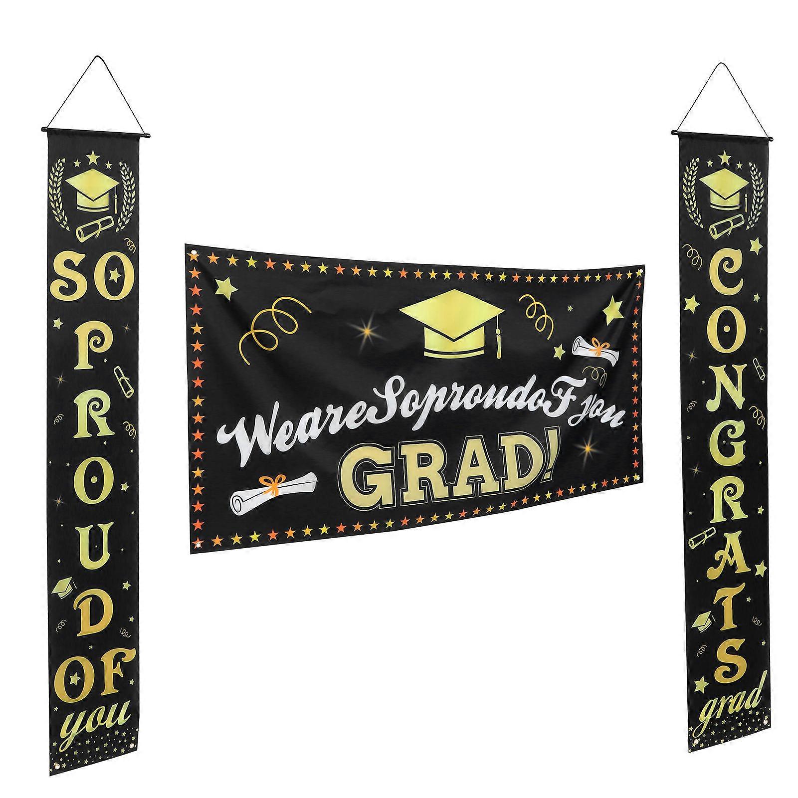Graduation Theme Hanging Banner Set – Eye Catching Door Decor for Indoor Outdoor Party Events, Perfect for Photo Backdrops