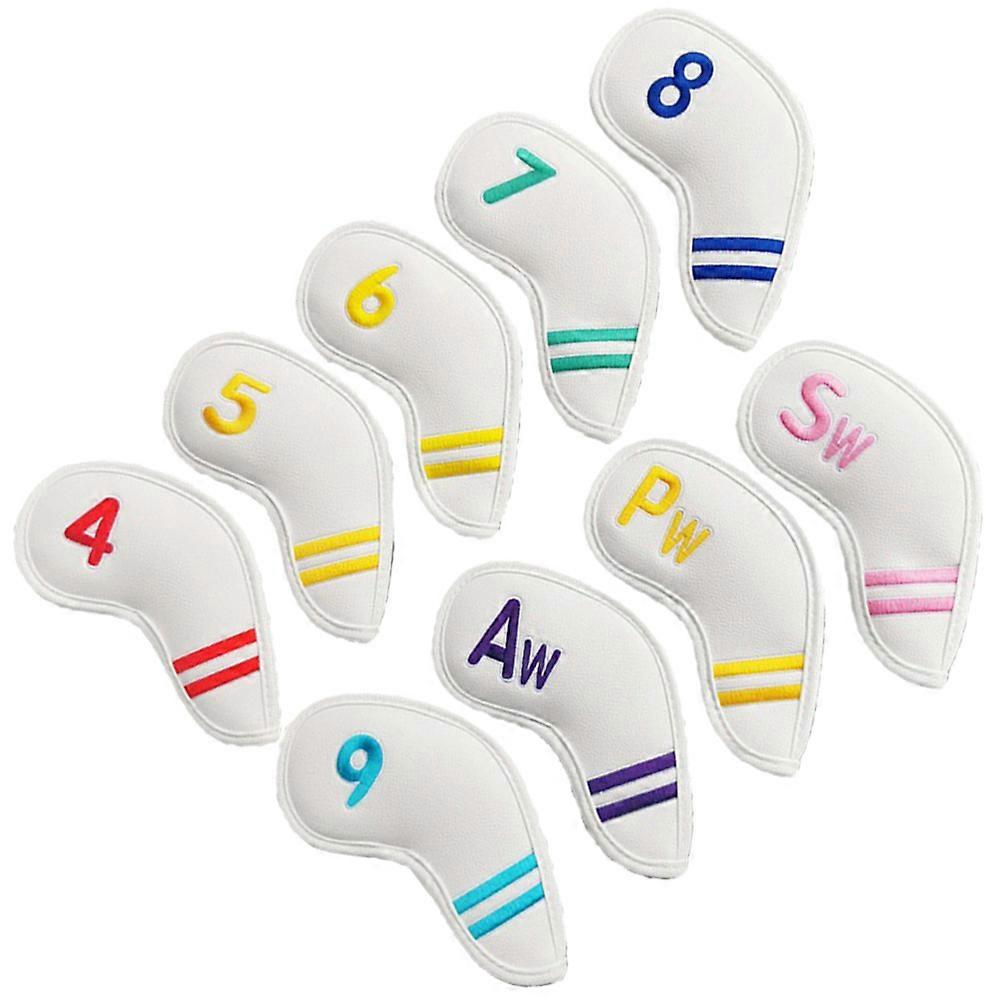 9pcs Golf Club Head Covers Elastic PU Protector Sleeves for Mallet Putter Colorful Design Golf Accessories Safe Storage Travel