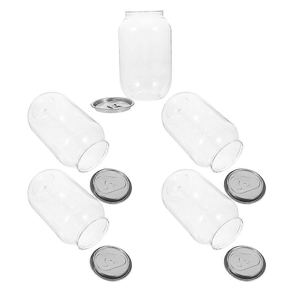 Beverage Storage Cylindrical Plastic Juice Bottles Portable Clear Design For Office Use 5Set
