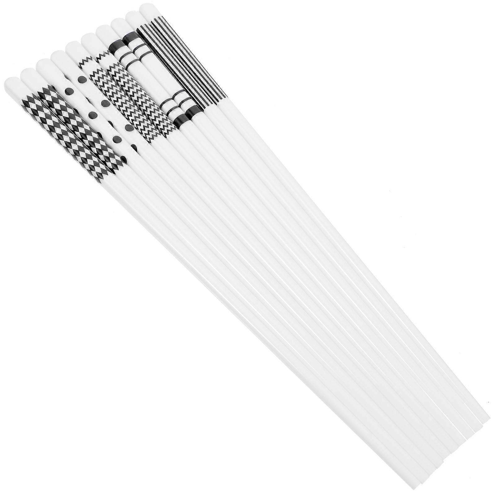 Chinese Style Chopsticks Reusable Tableware Elegant Pattern Anti-Slip 25X0.7Cm 5 Pairs