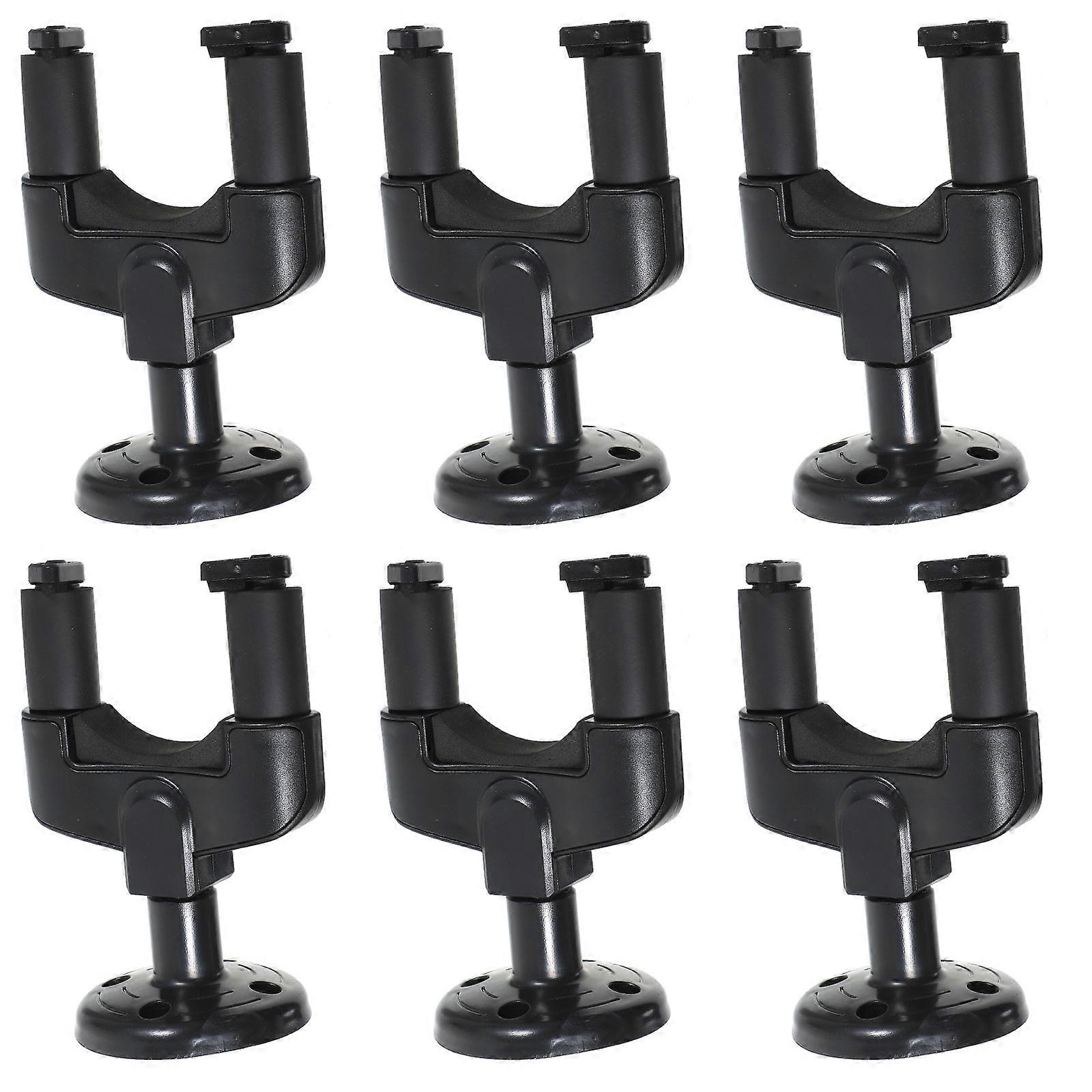 6PCS Auto Locking Wall Guitar Hangers with Base for Hanging Use Black Plastic