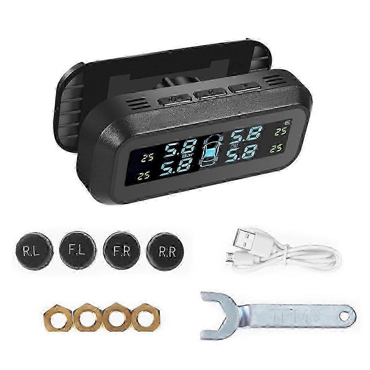 RV/Trailer Tire Pressure Monitoring System, RV TPMS with 4 External Sensors DS