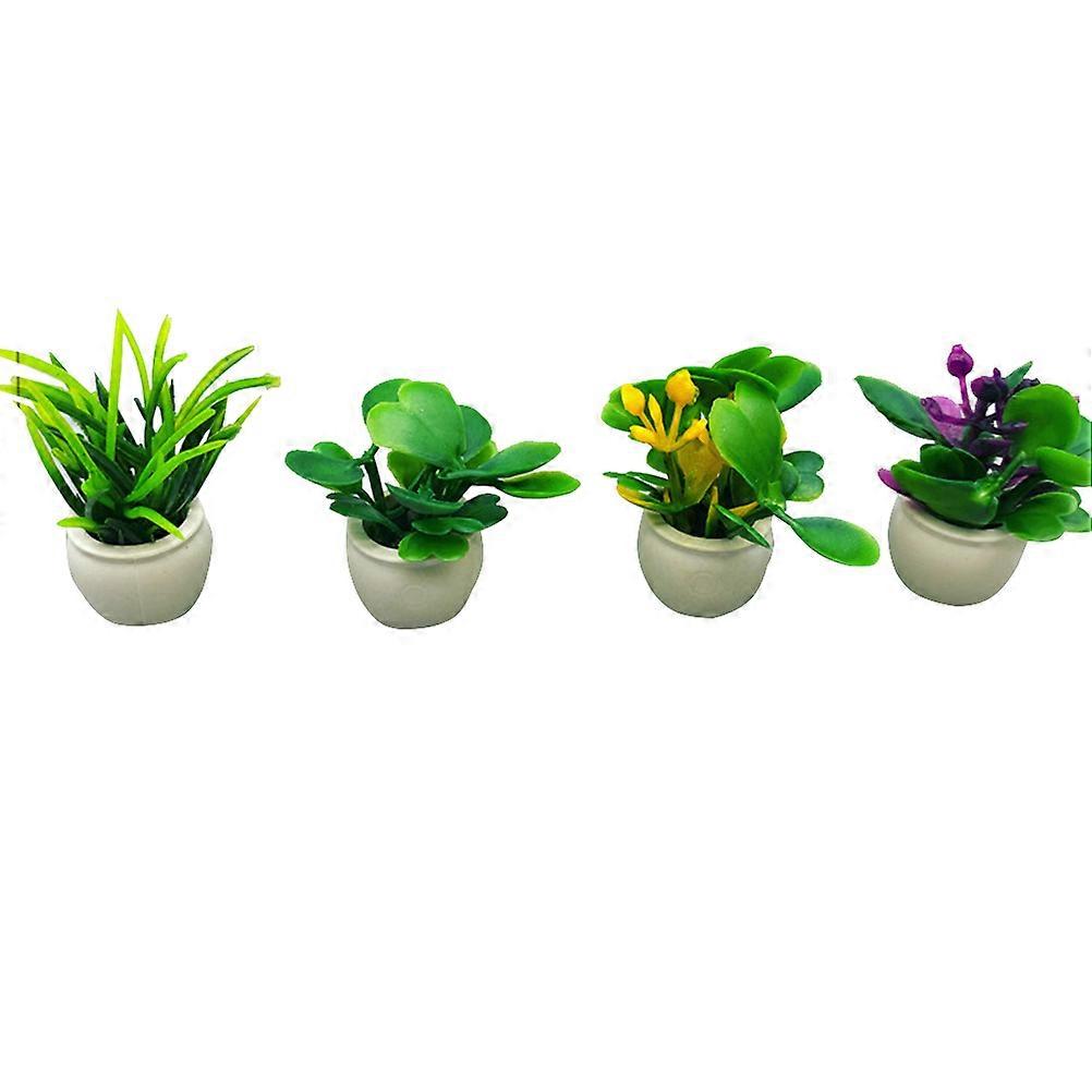 Mini Plant Model for Decoration Made of Plastic Green Color Suitable for Desktop and Shelf 4pcs