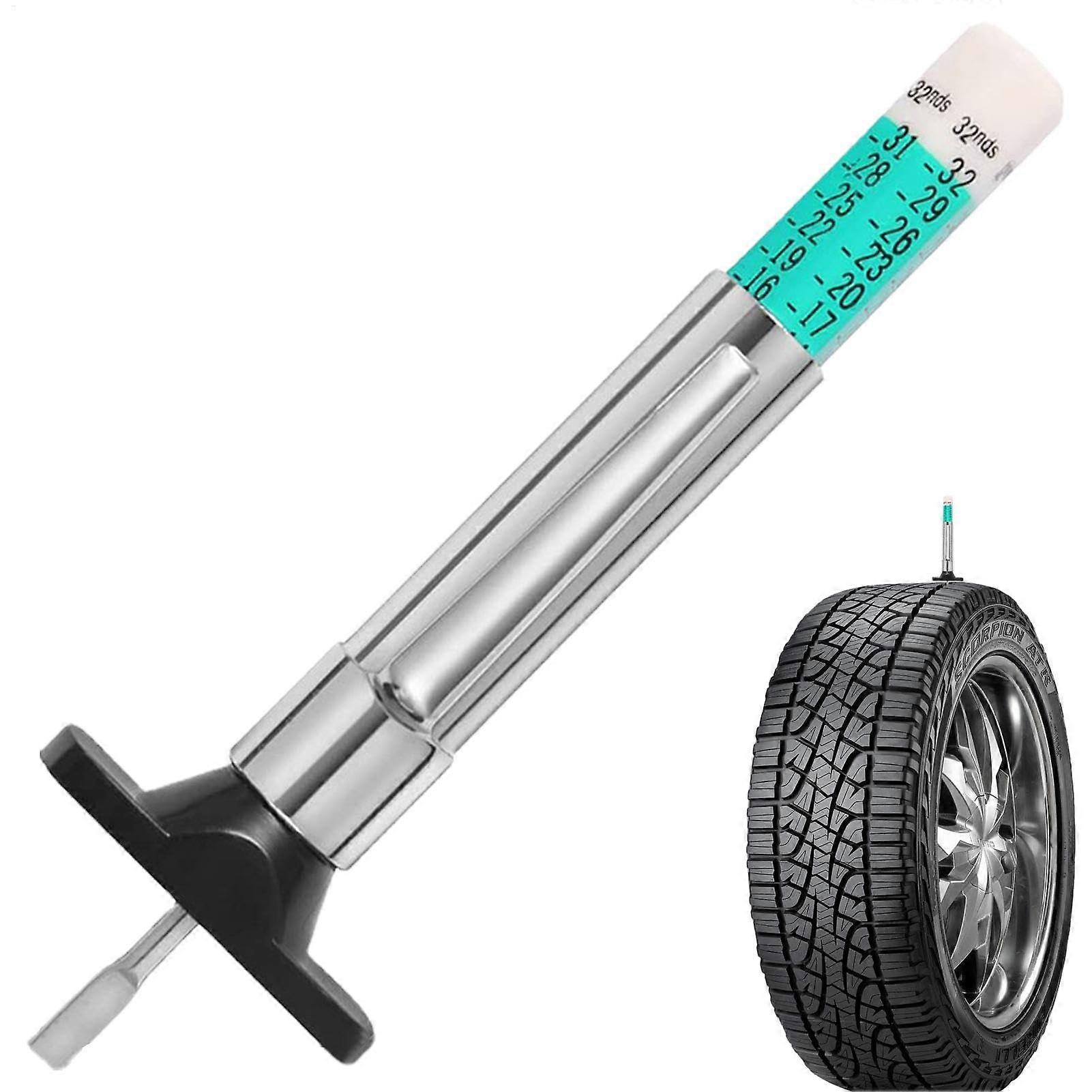Tyre Tread Depth Gauge Tool - Reusable Professional Gauge for Accurate Tread Depth Measurement, Includes Replacement Blade