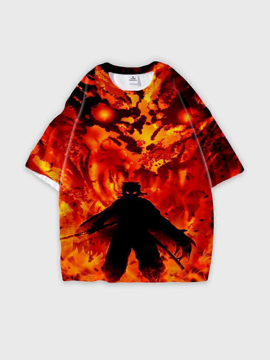 T-shirt round neck Character Pattern loose short sleeve P2868