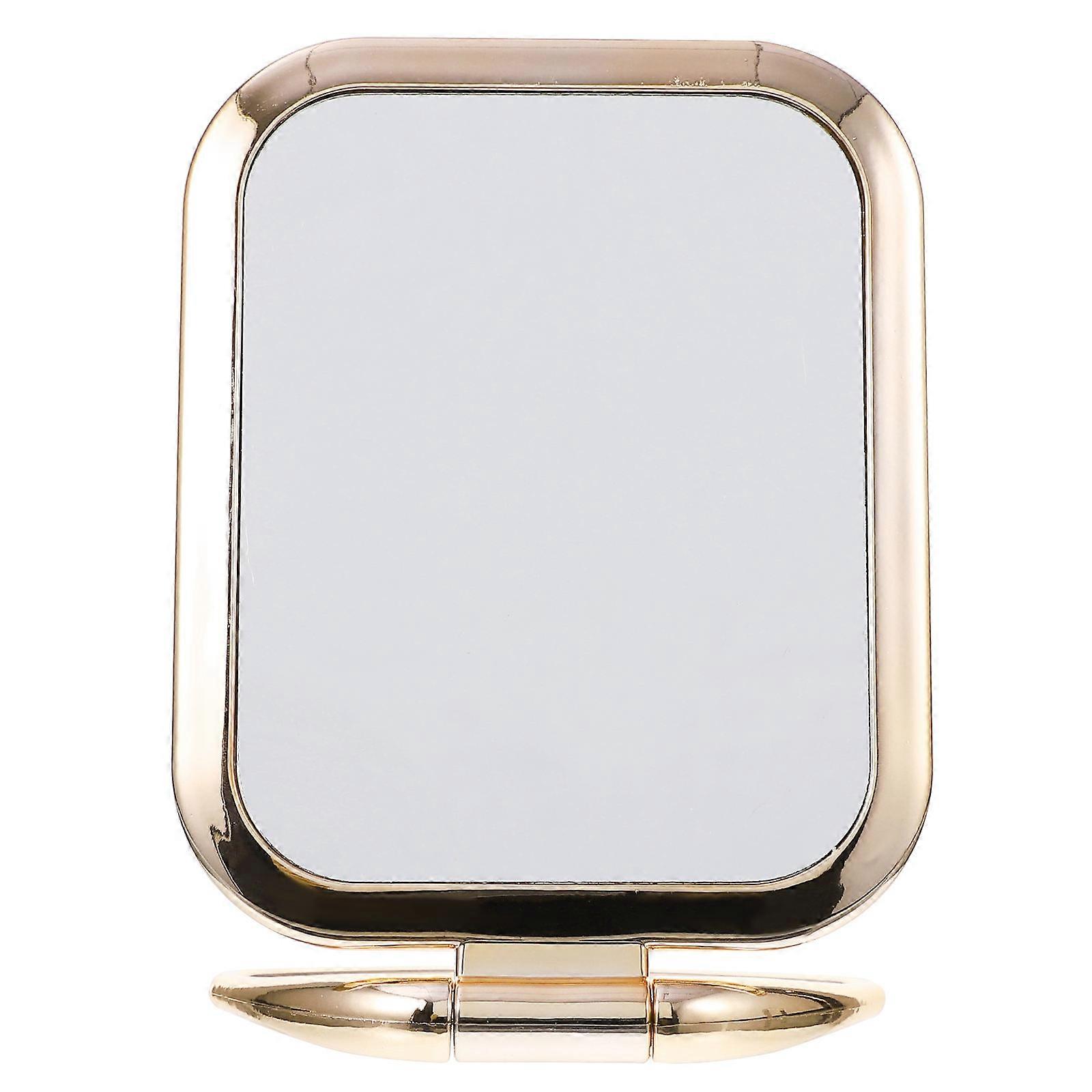 Golden Plastic Makeup Mirror for Daily Use with Durable Quality and Magnifying Feature 7.8 Inches