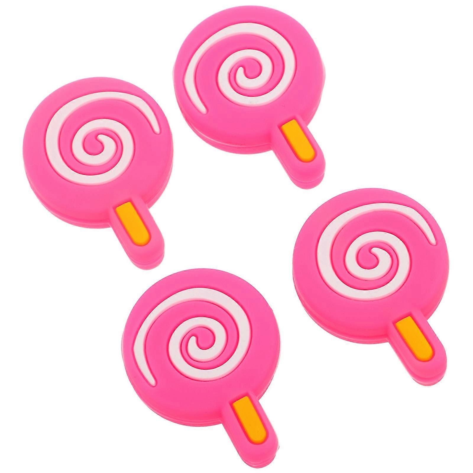 Tennis Racket Dampener Cute Lollipop Shock Absorber For Tennis Playing Pink 3.30X2.40X0.90CM Vibration Reduction 4Pcs