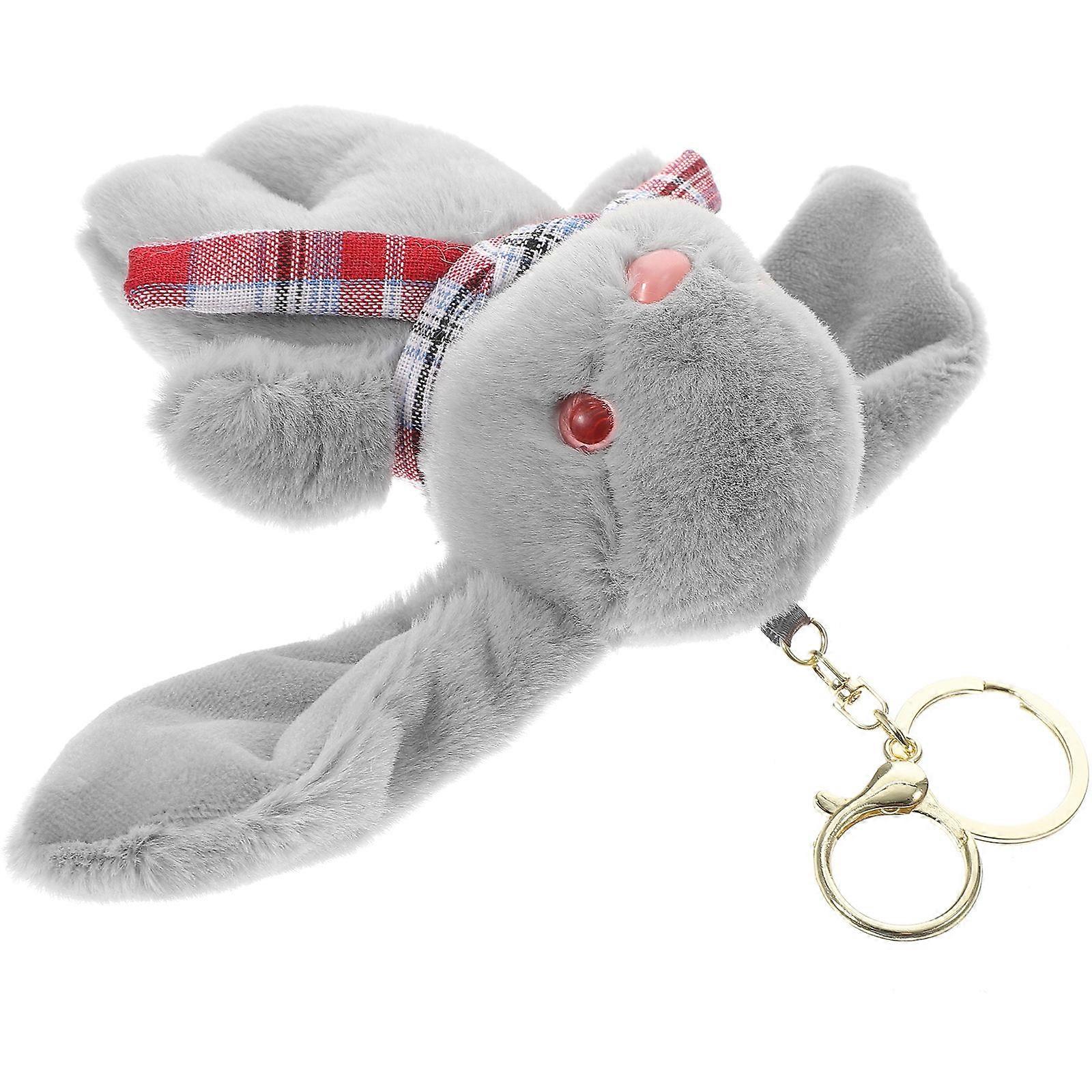Cute Rabbit Keychain Pendant Hanging Accessory for Daily Use Grey 1Pcs