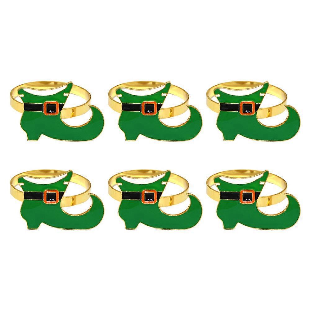 St Patrick's Day Napkin Rings Decorative Zinc Alloy Green Table Decorations for Parties and Gatherings 6 Pieces