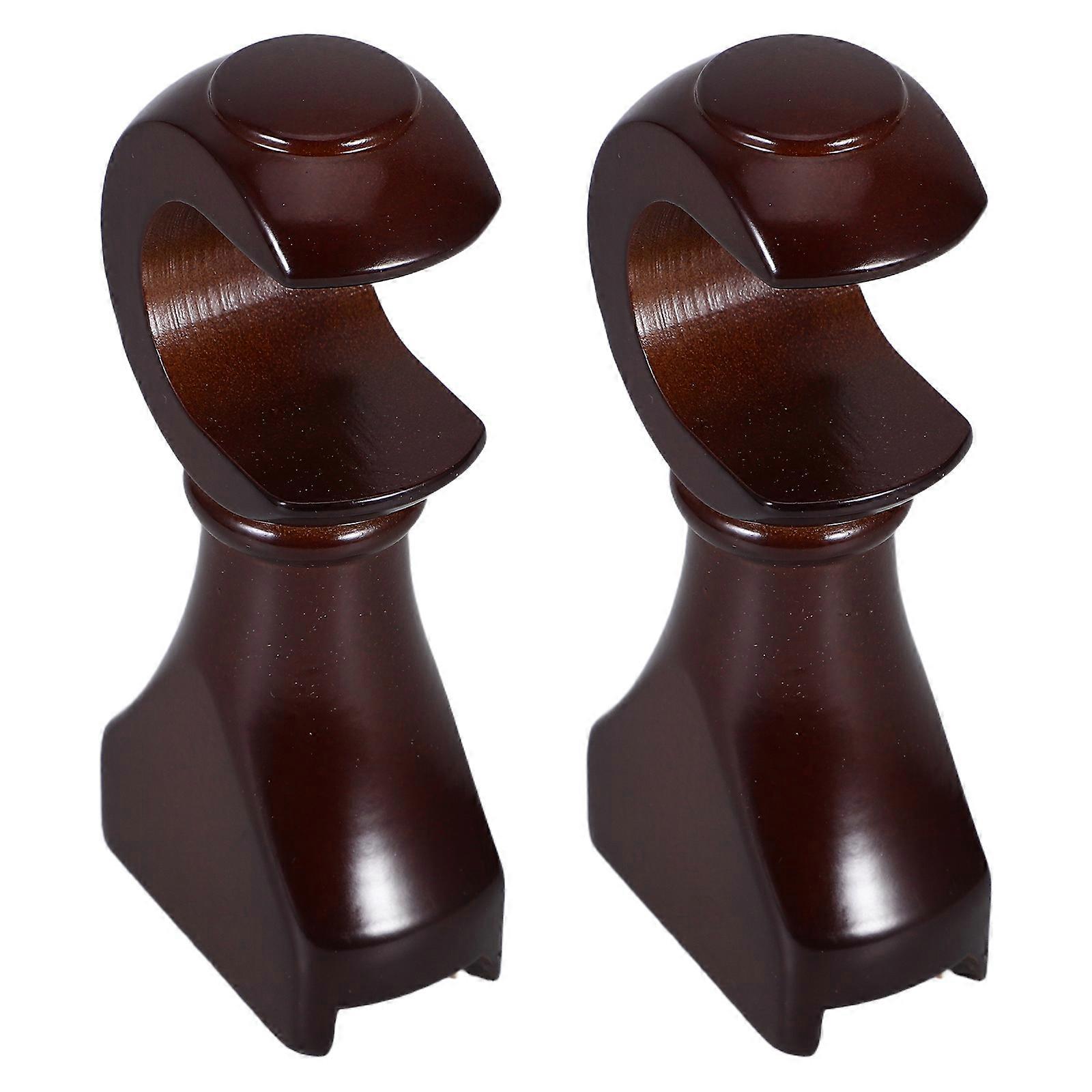 Tieback Hook Universal Installation Classic Style Curtain Hardware Brown Color Wood And Iron Material 4.8×2.2×1.2in 2Pack