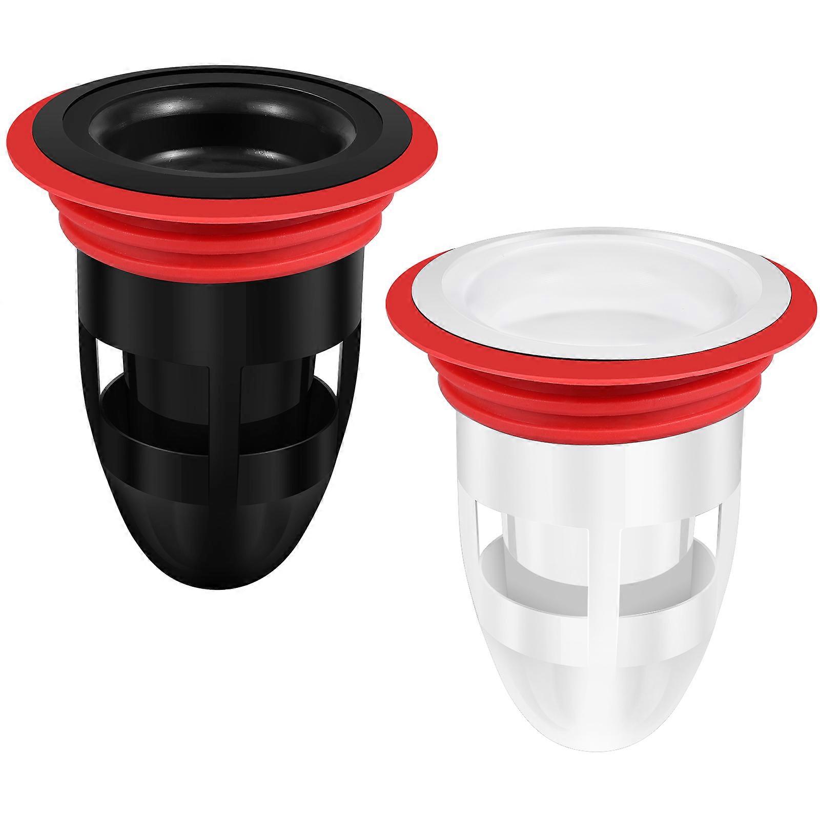 2PCS Portable Floor Drain Core for Bathroom and Toilet in Black and White