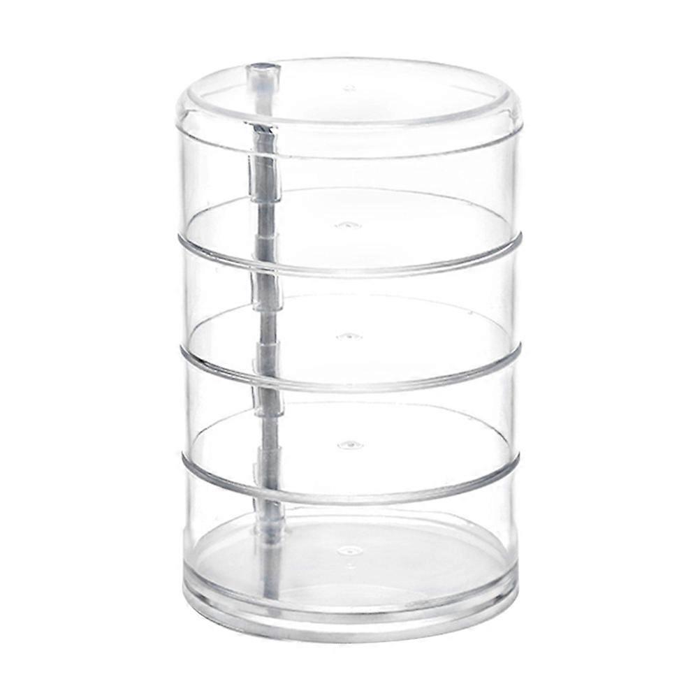 2PCS Transparent Plastic Jewelry Box for Storage Use Four Layer Circular Rotating Desktop Organizer