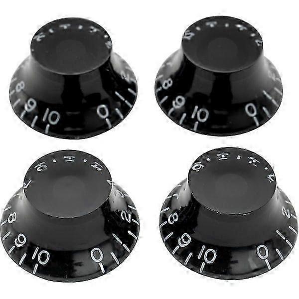 Pro Imperial Inch Size Bell Top Hat Knobs Compatible with USA Made Les Paul Style Electric Guitar, Black (Set of 4)l