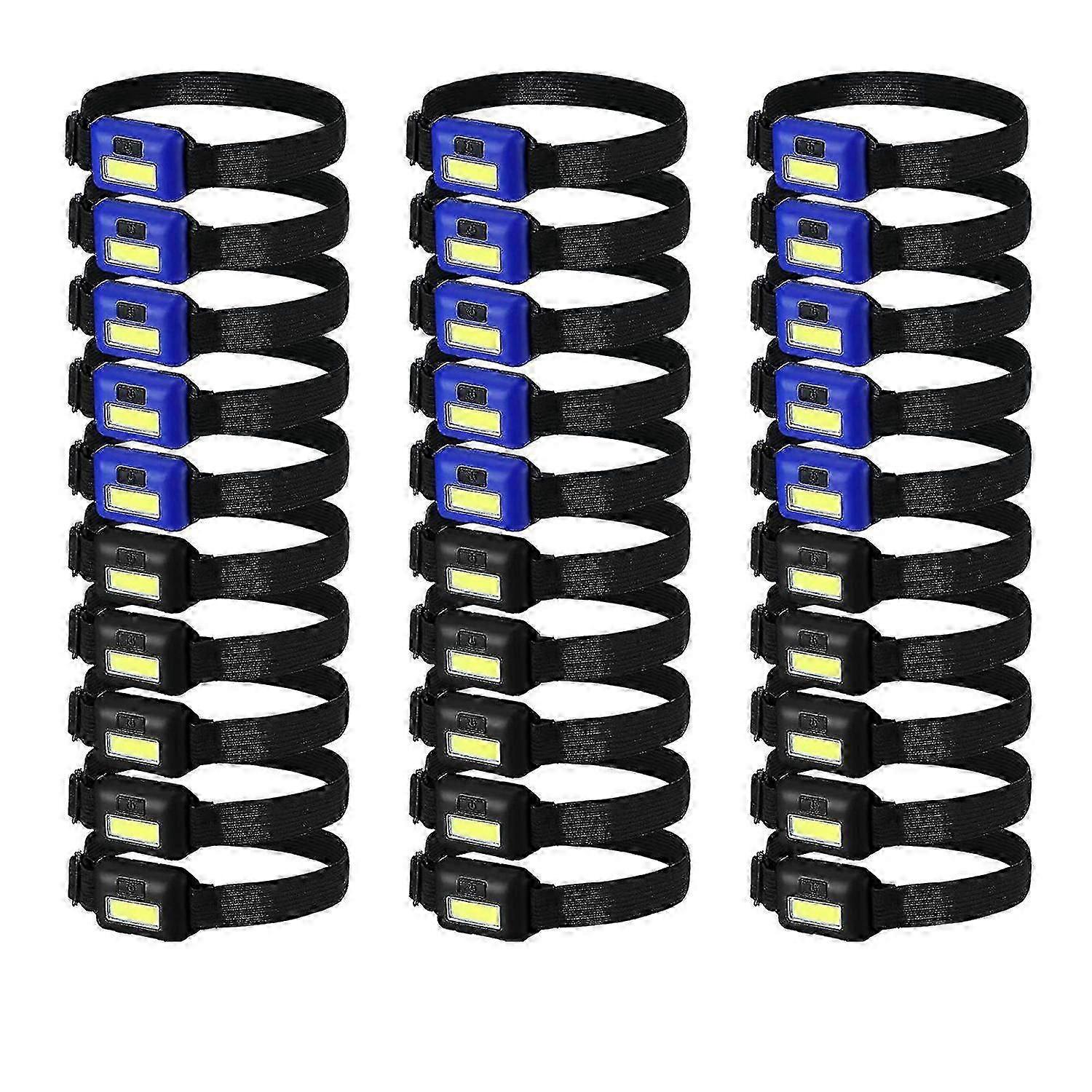 30 stk LED forlygte lommelygte til voksne børn udendørs lommelygte forlygter med justerbar hovedbøjle vandtæt