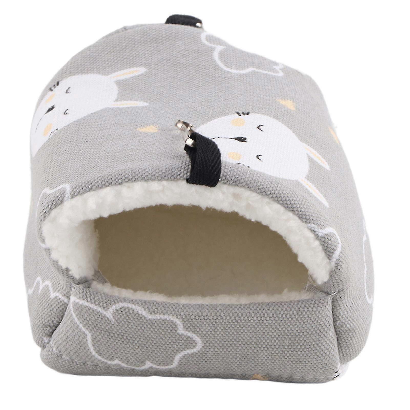 Durable Canvas Pet Hammock Hanging Bed for Small Animals - 14x12cm Cozy Bed for Rats, Hamsters, Squirrels & Parrots (Gray Rabbit)
