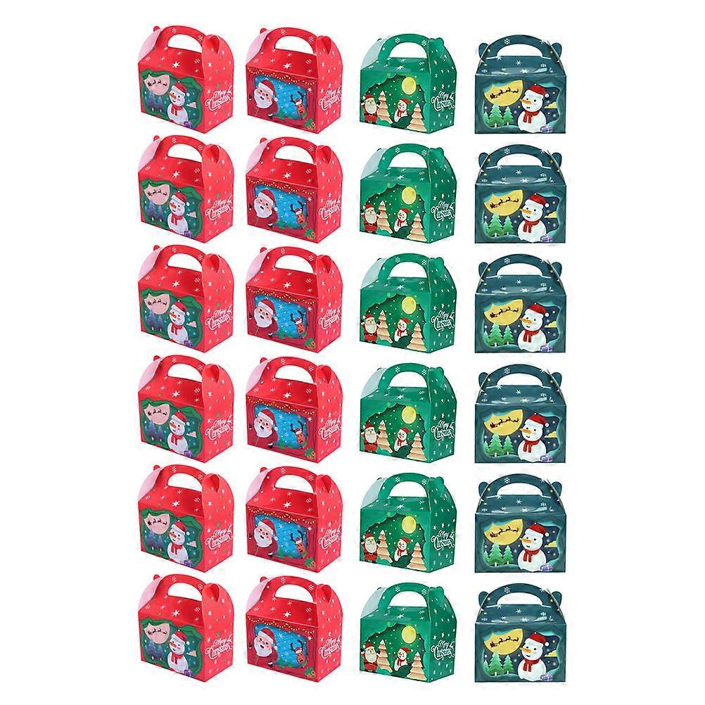Assorted Color Christmas Candy Storage Boxes for Gifts and Biscuits Made of Paper 24 Pieces