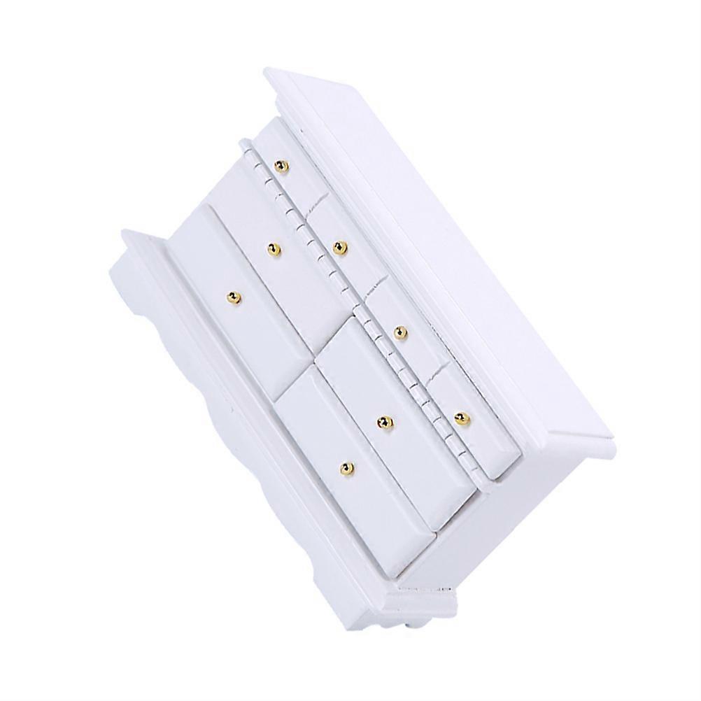 White Miniature Cabinet Model for Decoration with Synthetic Material and Delicate Details 6.5x4.2 Inches