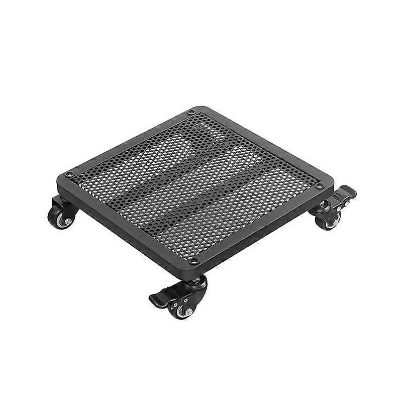 Large square iron flower pot cart with wheels, for indoor use, black, 35x35cm