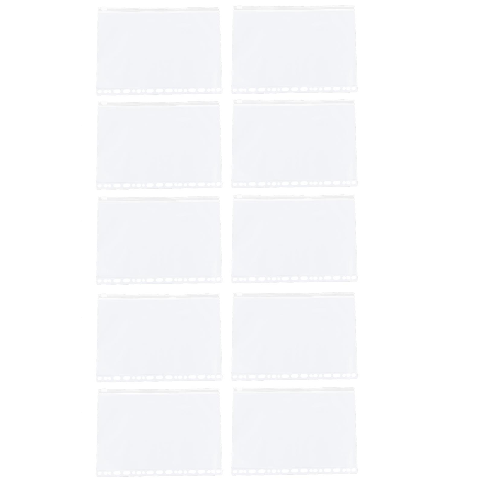 Transparent PVC Binder Zipper Pockets for Storage Lightweight with Rounded Corners 10 Pcs
