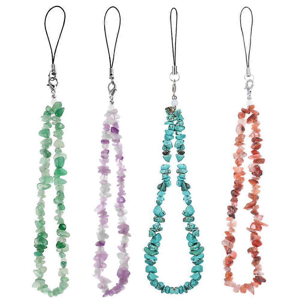 4Pcs Beaded Phone Charm for Women Fashionable Phone Lanyard with Wrist Strap