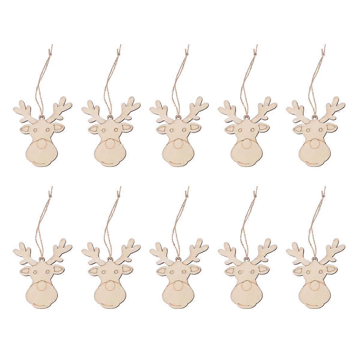 Holiday Hanging Decoration Reindeer Head Design Decorative Props 10Pcs Beige Hanging for Christmas Party Home Decoration