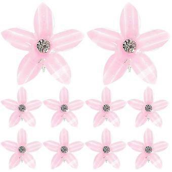 10 stk rosa rhinestone blomst hårspenner - holdbare mini klo hårspenner for alle