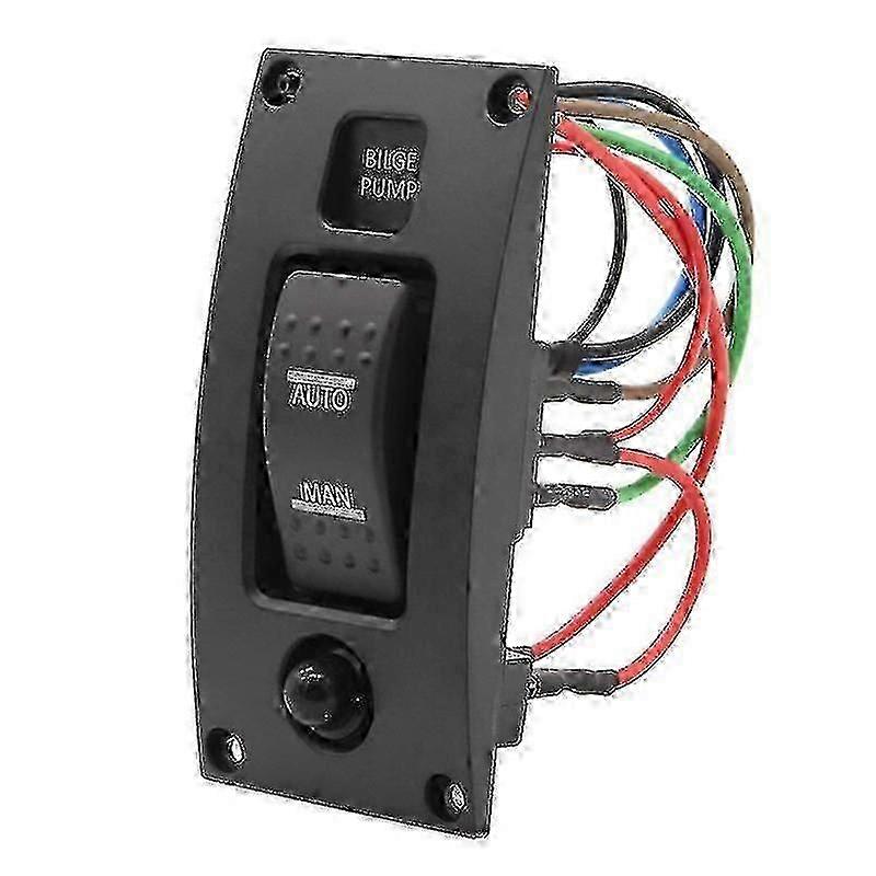 12-24V Bilge Pump Control Panel with Switch, Alarm, and Waterproof Design for Boat Bilge Pumps. On/Off/On Switch Panel for Efficient Operation