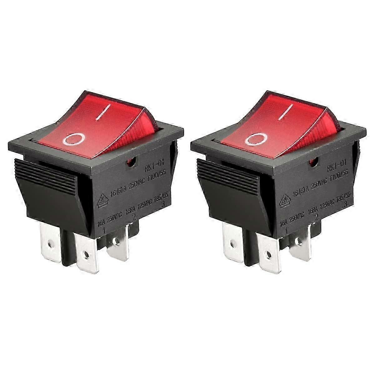4 Terminal ON/OFF Toggle Switch, Red Light (2 Pack)