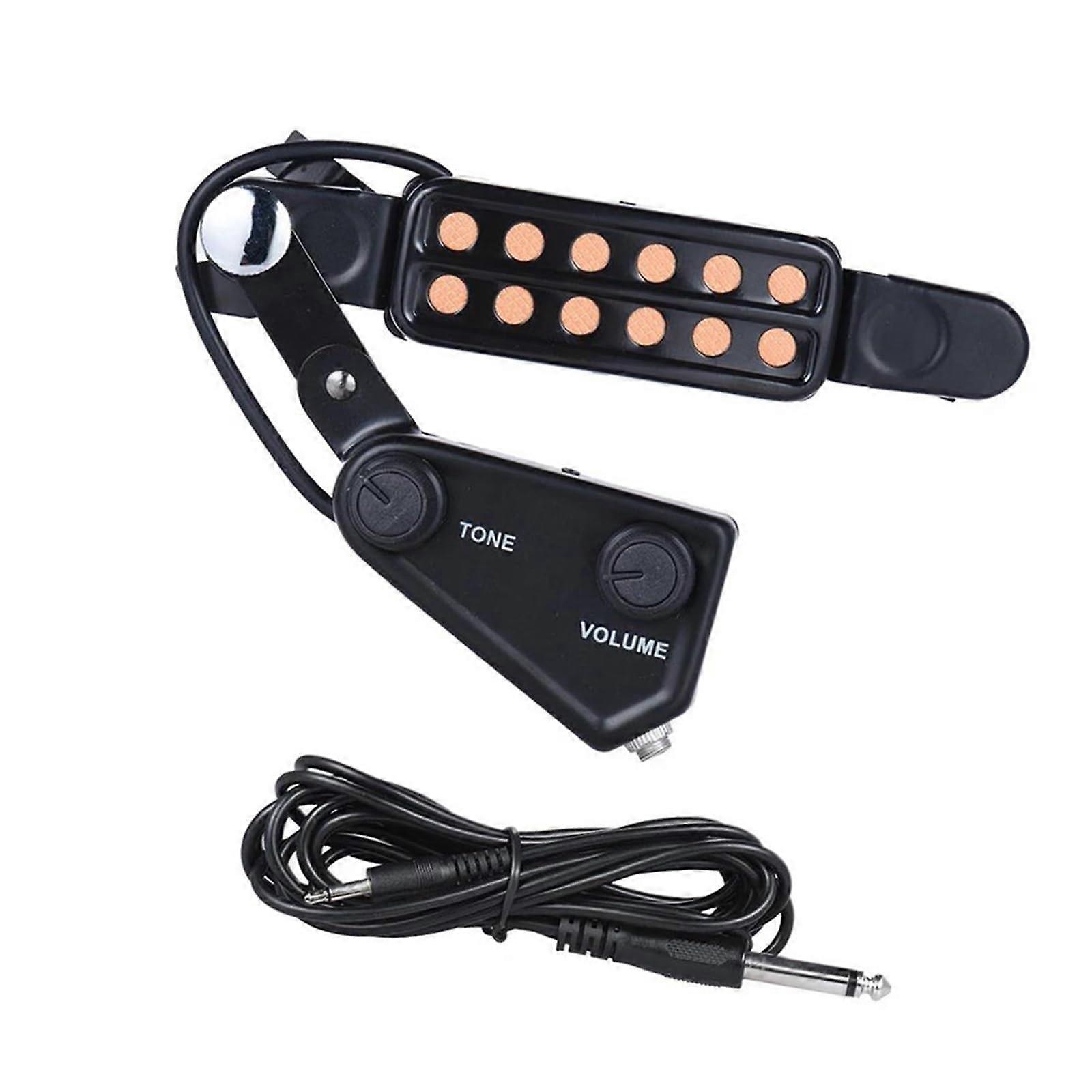 12-Hole Pickup For Acoustic Guitar With Preamp Tuner Amplifier 9.8ft Cable And Tone Volume Controller