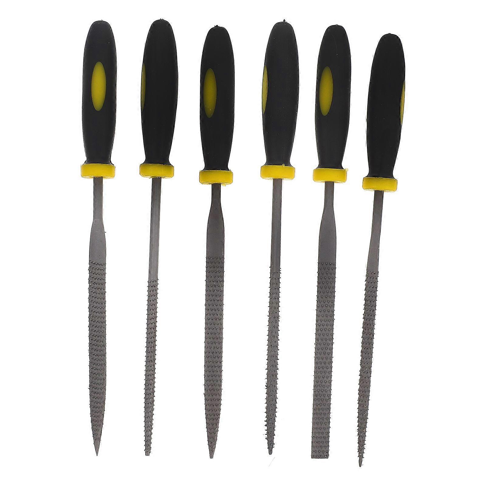 6pcs Wood File Set 140x3mm Comfortable Hand Grip Handles Mini Wood Rasp File Tools