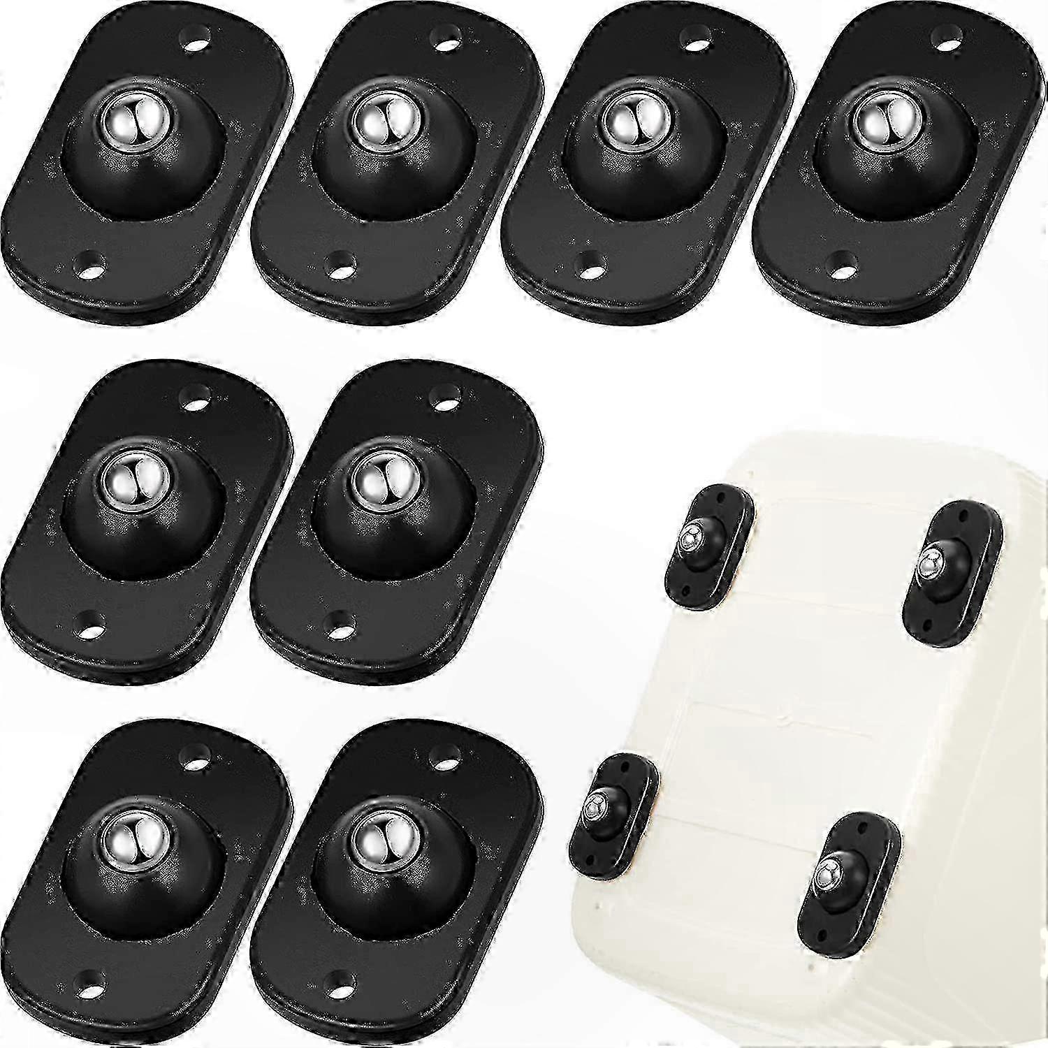 8-Pack Mini Swivel Wheels, 360° Rotating, Self-Adhesive, Durable Metal for Storage and Furniture Use