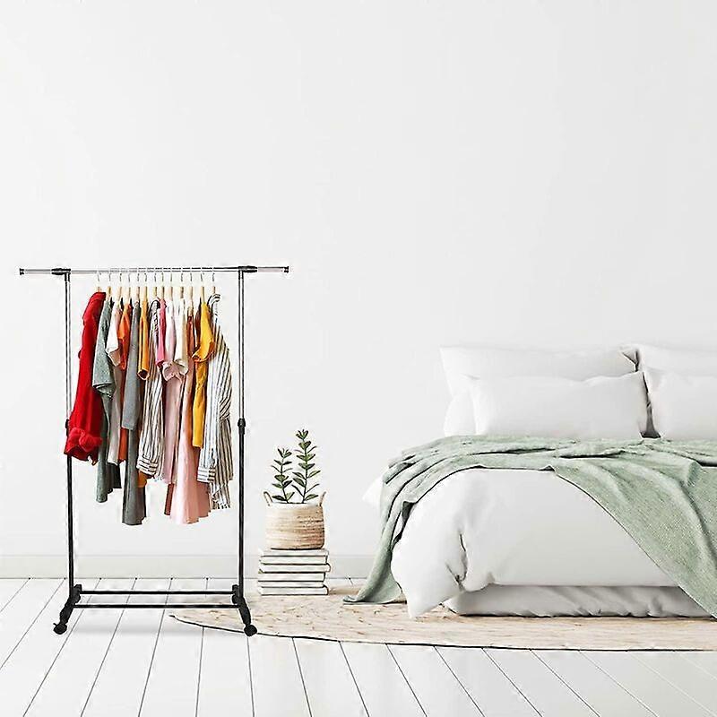 Clothes Rack with Wheels for Wardrobe, Modular Mobile Stainless Steel Stand