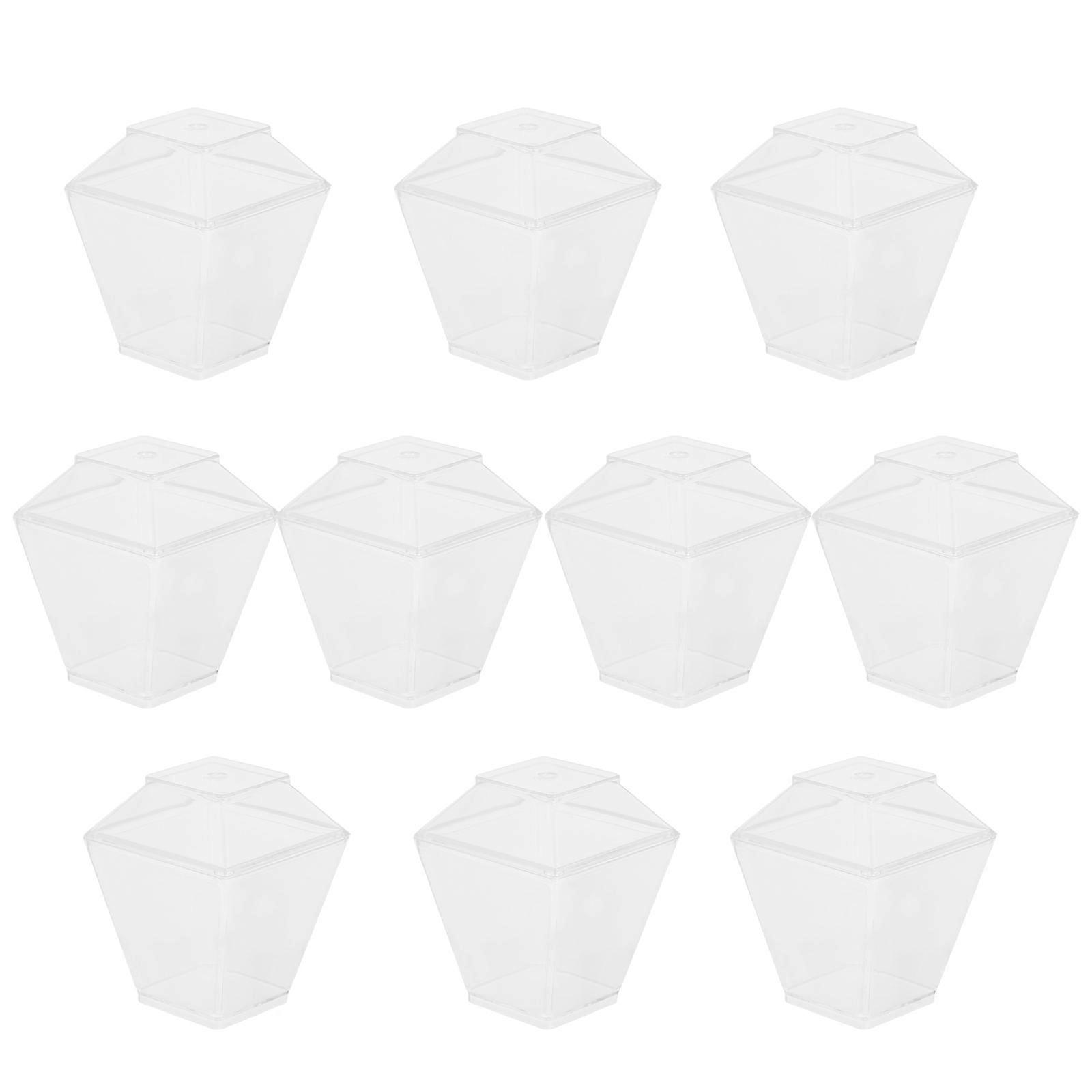 10pcs Cupcake Cups Trapezoid Jelly Mousse Cups with Lid