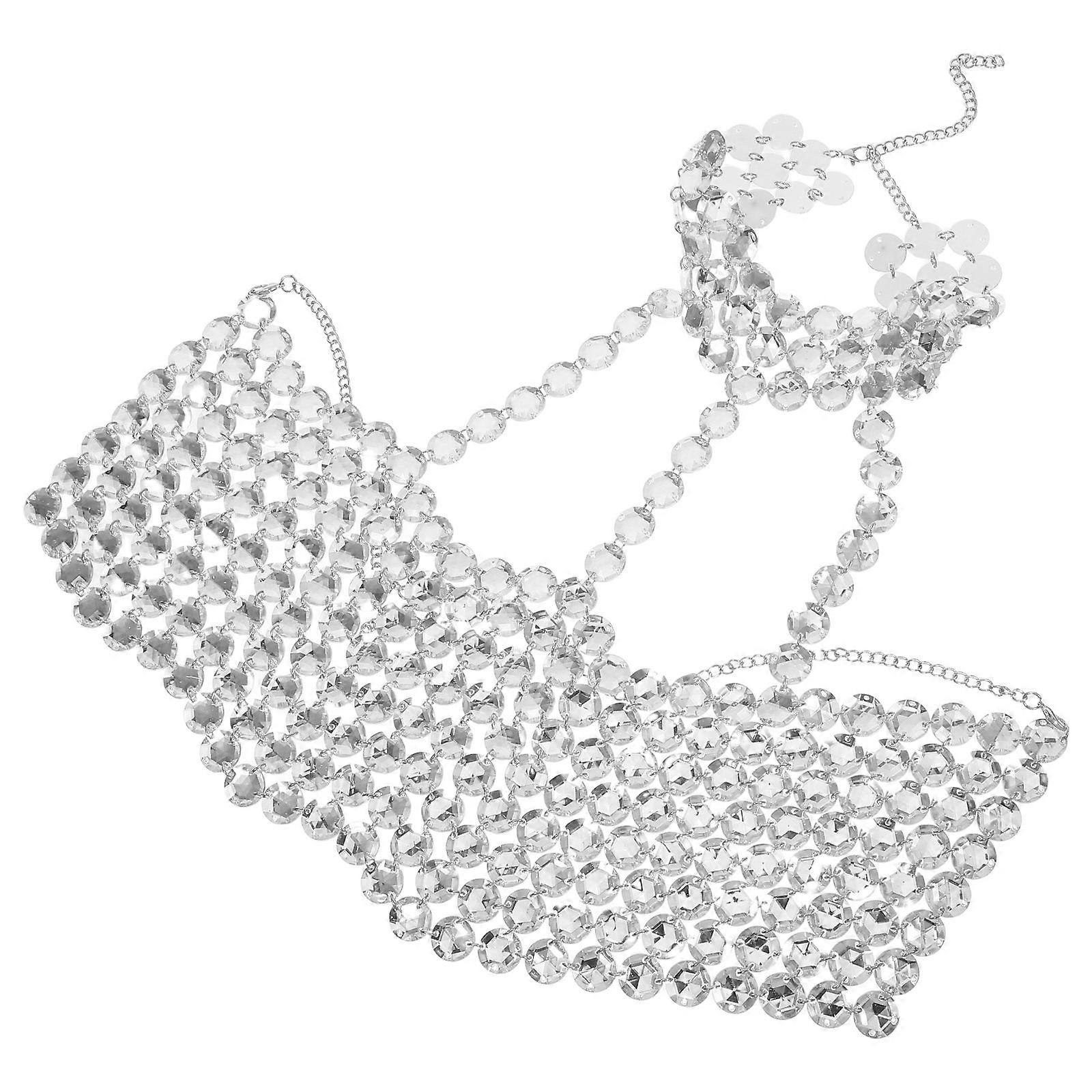 Backless Tops For Women Rhinestone Bra Chain Halter Crop Top Open Back Design Statement Jewelry 1Pack