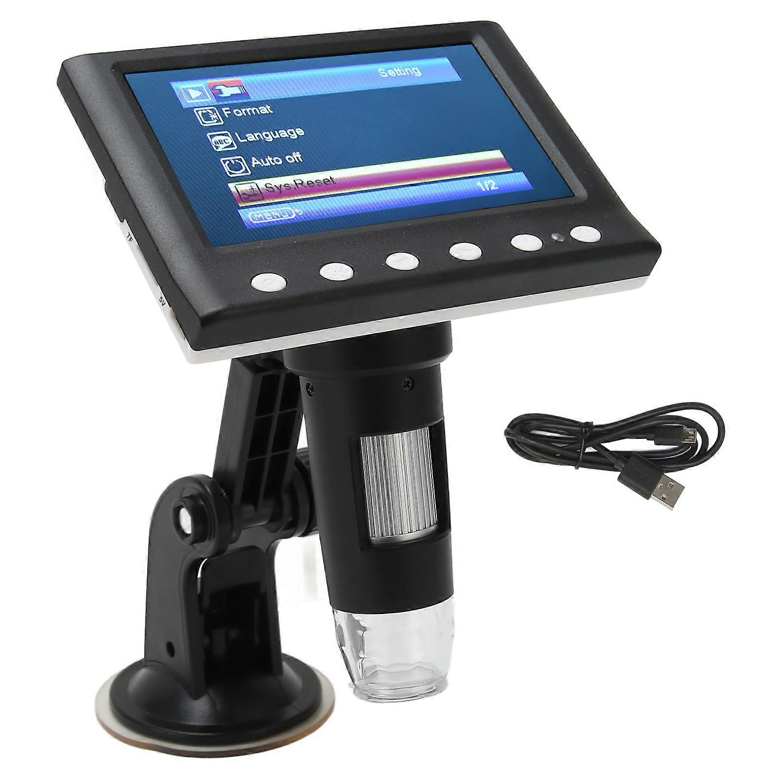 LCD Digital Microscope 4.3" 1000X Zoom with 8 LED Lights and Video Recording Stand